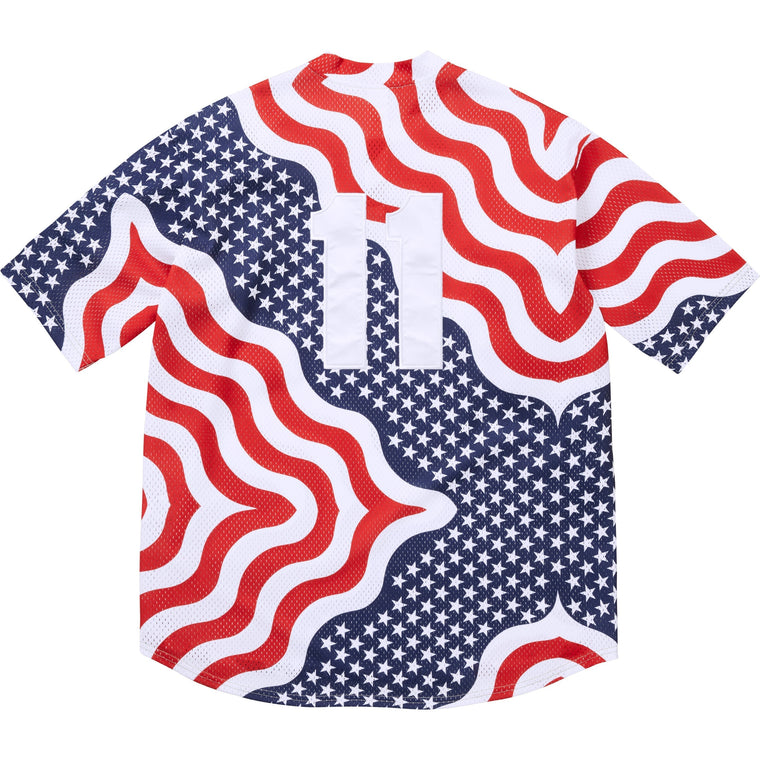 SUPREME SHOP S LOGO BASEBALL HENLEY-FLAG-NEW YORK