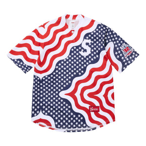 SUPREME SHOP S LOGO BASEBALL HENLEY-FLAG-NEW YORK