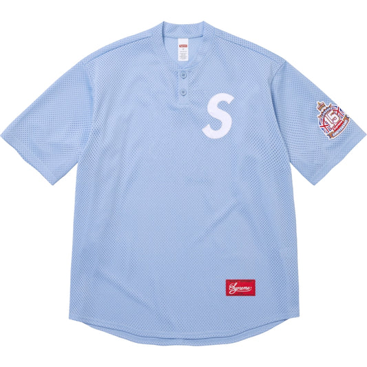 SUPREME SHOP S LOGO BASEBALL HENLEY-LIGHT BLUE-LONDON