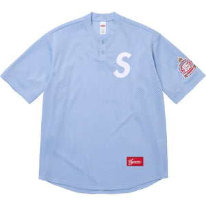 SUPREME SHOP S LOGO BASEBALL HENLEY-LIGHT BLUE-LONDON