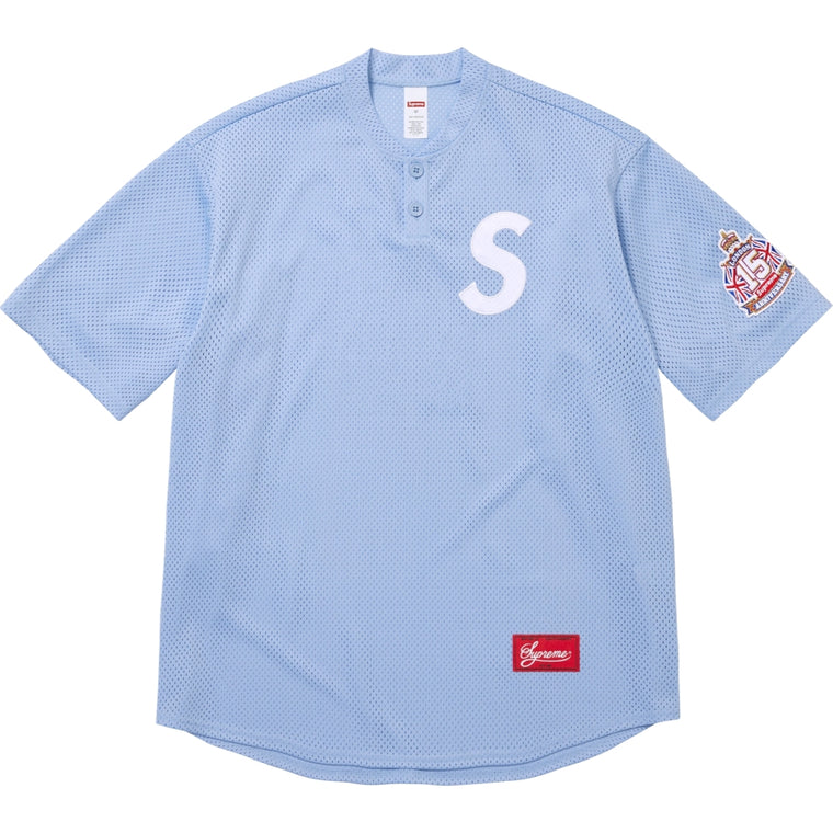 SUPREME SHOP S LOGO BASEBALL HENLEY-LIGHT BLUE-LONDON