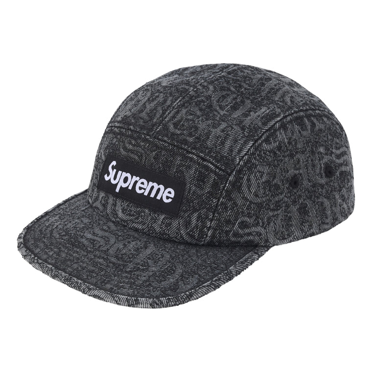 SUPREME STITCHED OLD ENGLISH DENIM CAMP CAP-BLACK