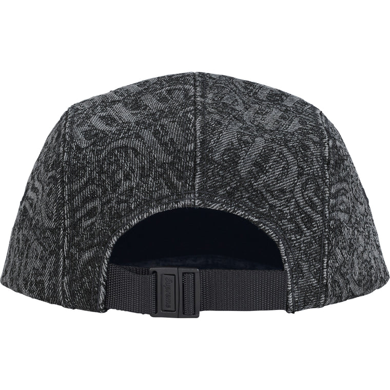 SUPREME STITCHED OLD ENGLISH DENIM CAMP CAP-BLACK