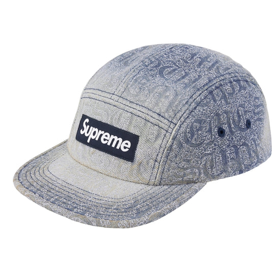SUPREME STITCHED OLD ENGLISH DENIM CAMP CAP-INDIGO