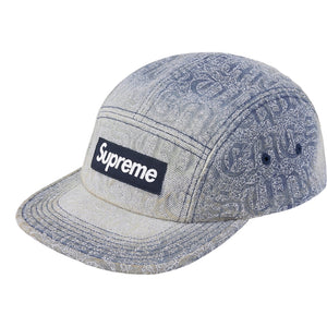 SUPREME STITCHED OLD ENGLISH DENIM CAMP CAP-INDIGO