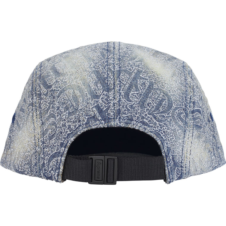 SUPREME STITCHED OLD ENGLISH DENIM CAMP CAP-INDIGO