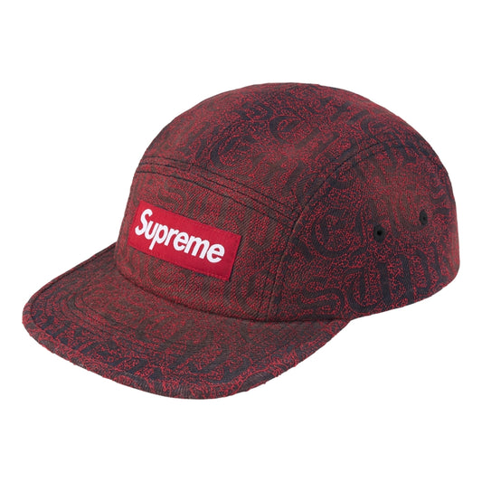 SUPREME STITCHED OLD ENGLISH DENIM CAMP CAP-RED