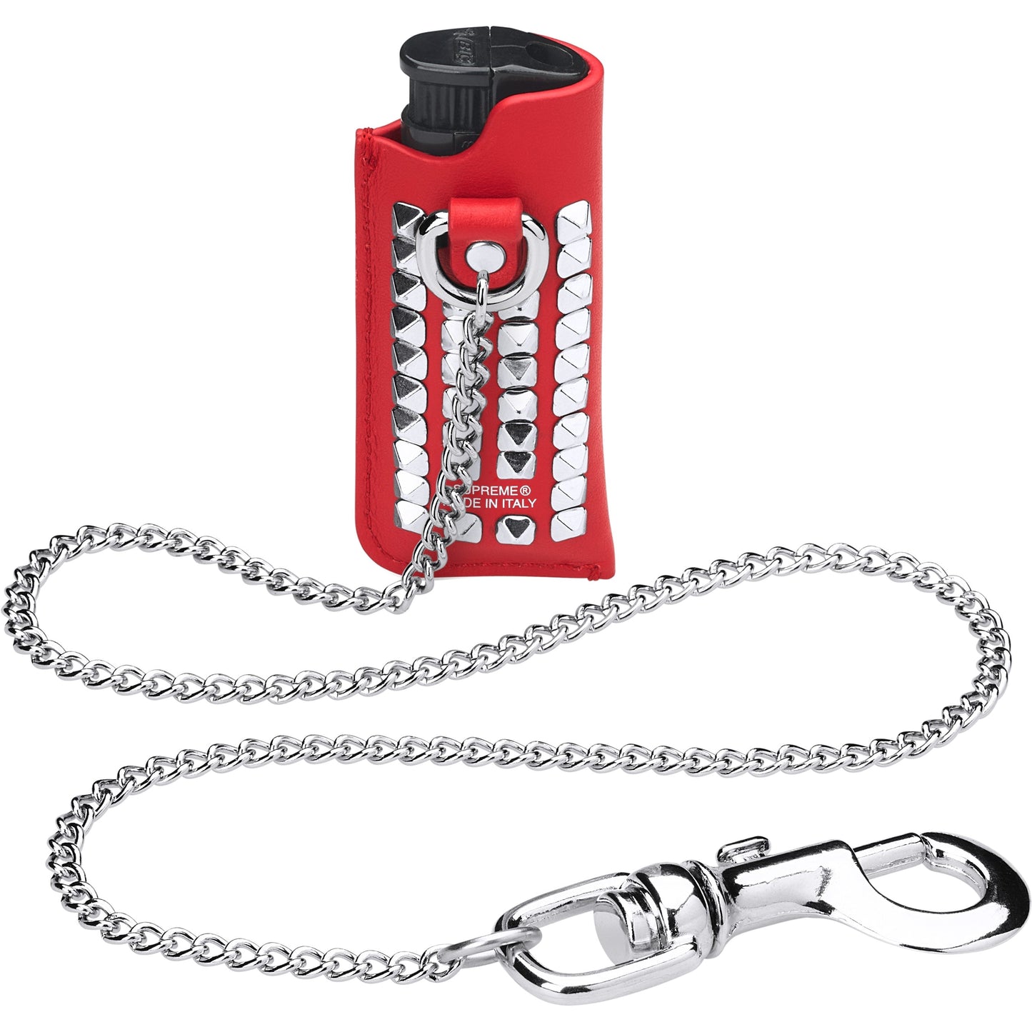 SUPREME STUDDED LEATHER LIGHTER HOLDER-RED