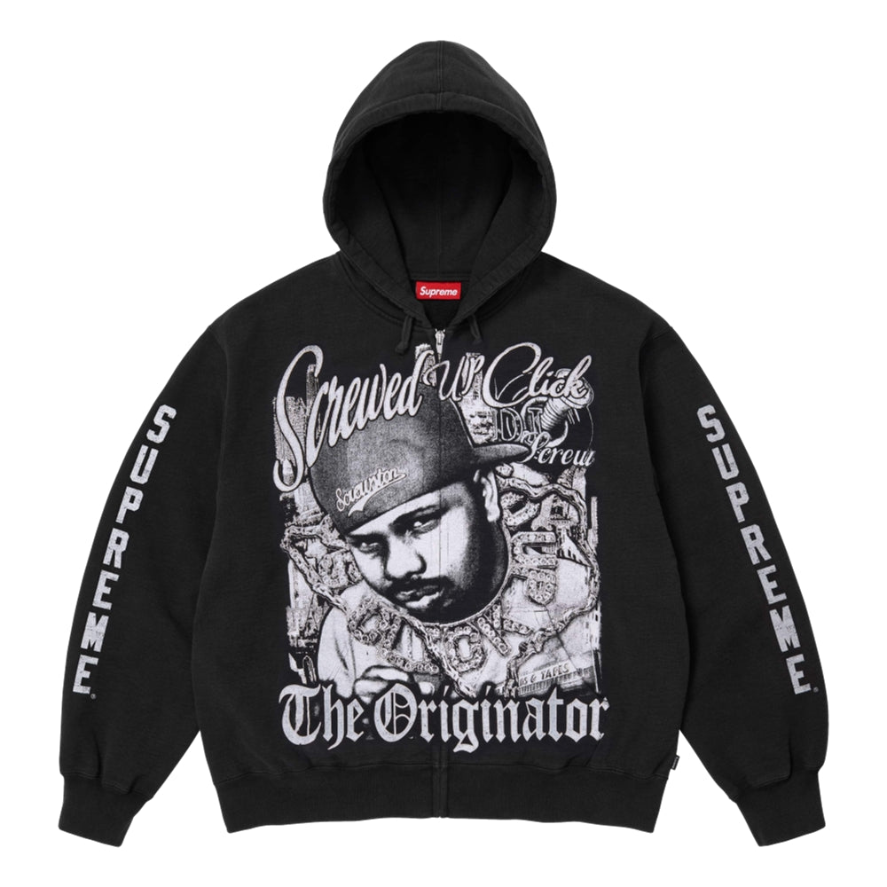 SUPREME DJ SCREW ZIP UP HOODED SWEATSHIRT-BLACK