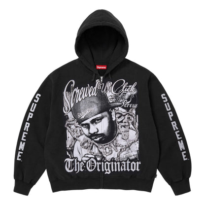 SUPREME DJ SCREW ZIP UP HOODED SWEATSHIRT-BLACK