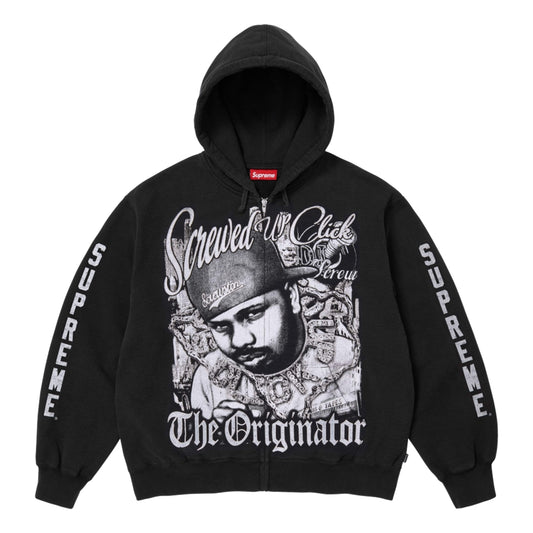 SUPREME DJ SCREW ZIP UP HOODED SWEATSHIRT-BLACK