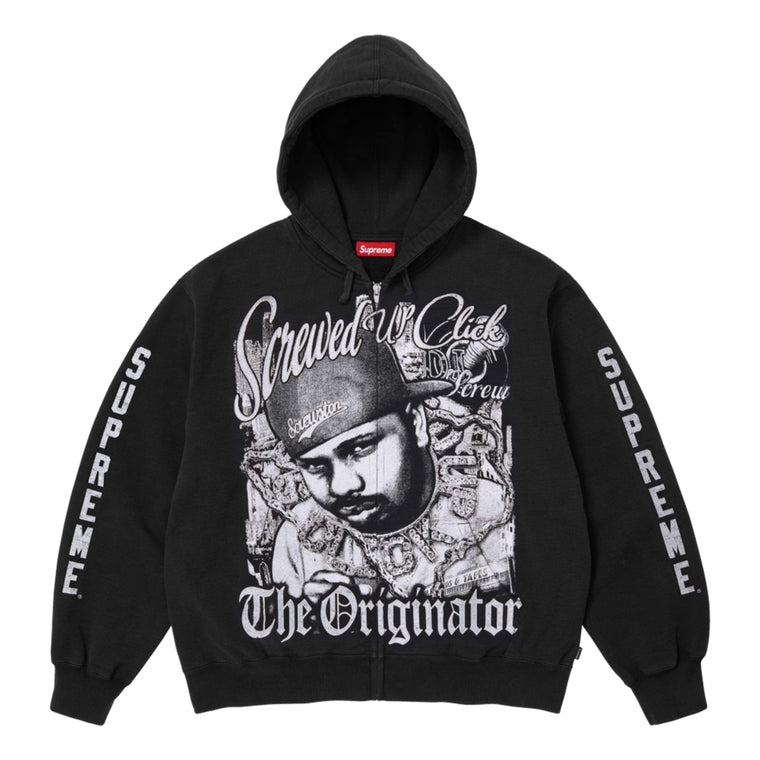 SUPREME DJ SCREW ZIP UP HOODED SWEATSHIRT-BLACK
