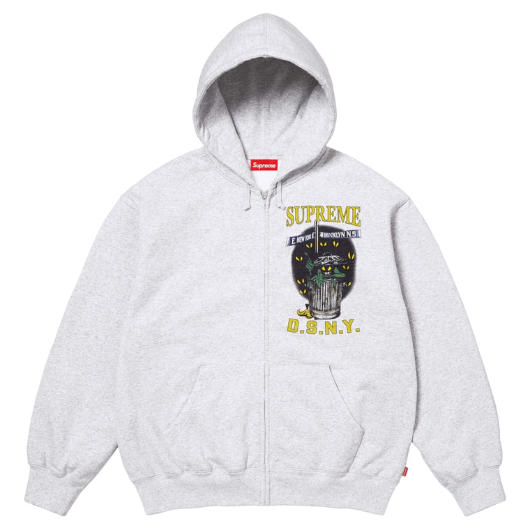 SUPREME DSNY ZIP UP HOODED SWEATSHIRT-GREY
