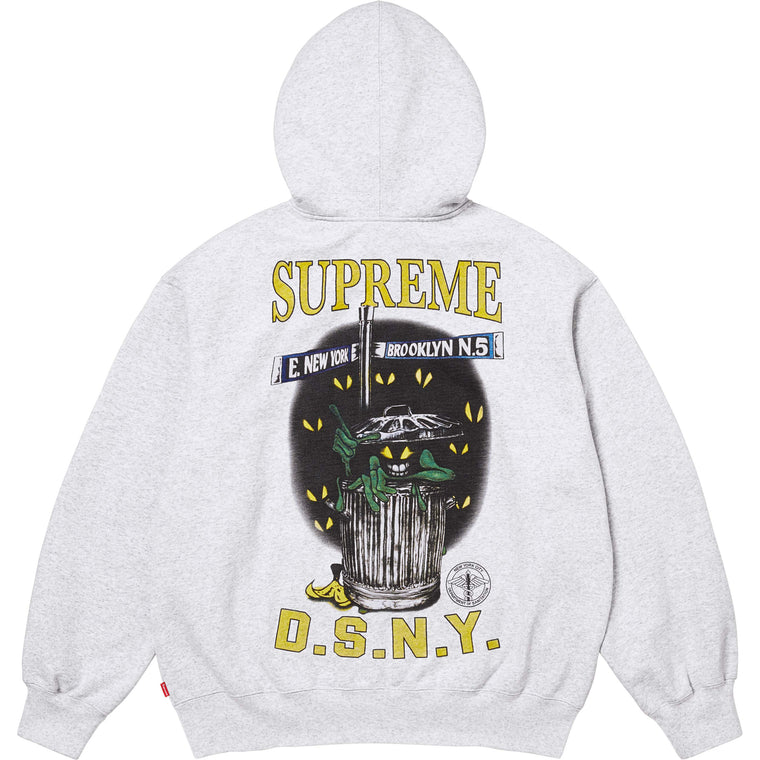 SUPREME DSNY ZIP UP HOODED SWEATSHIRT-GREY