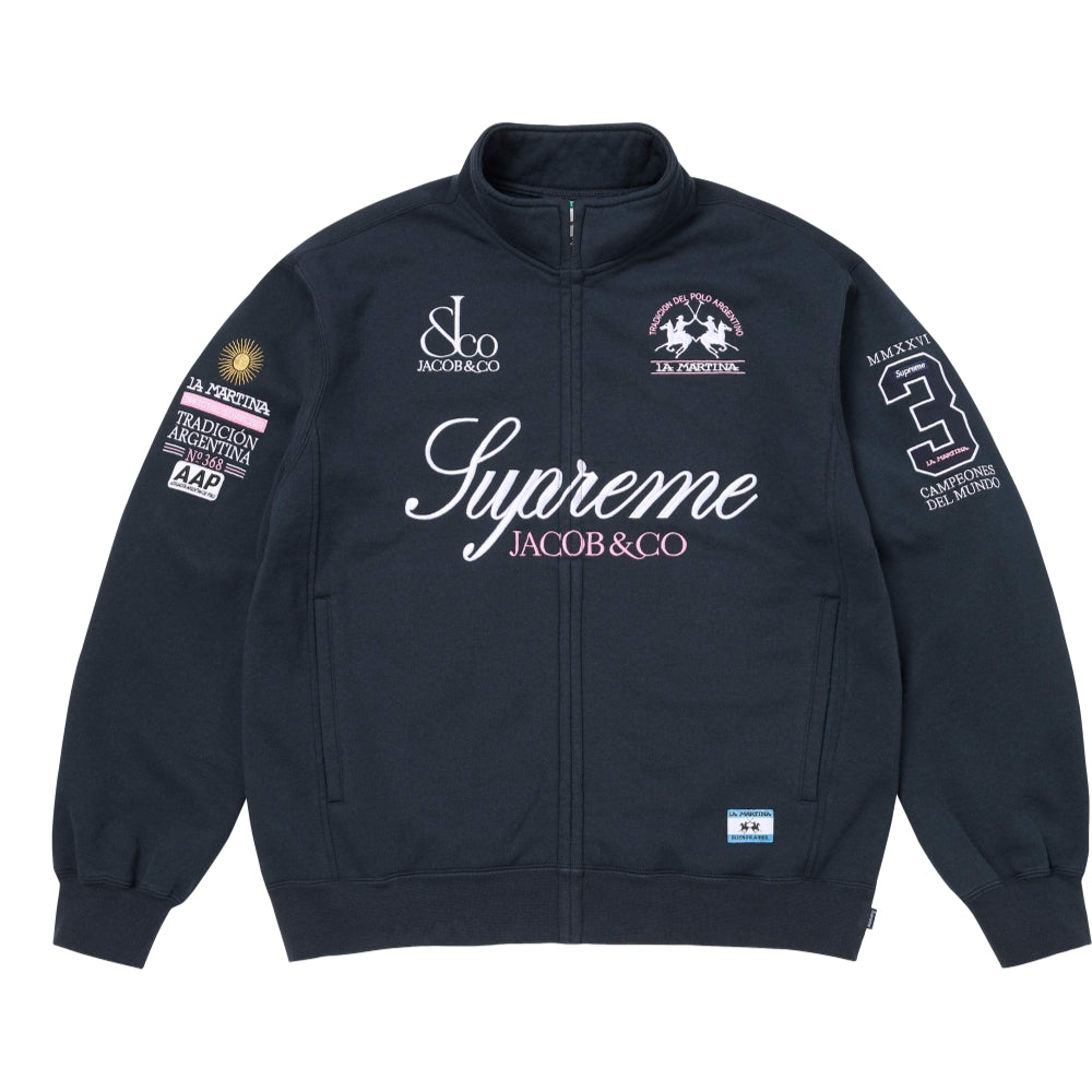SUPREME LA MARTINA/JACOB & CO ZIP UP SWEATSHIRT-NAVY