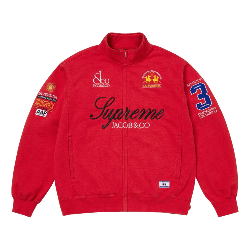 SUPREME LA MARTINA/JACOB & CO ZIP UP SWEATSHIRT-RED