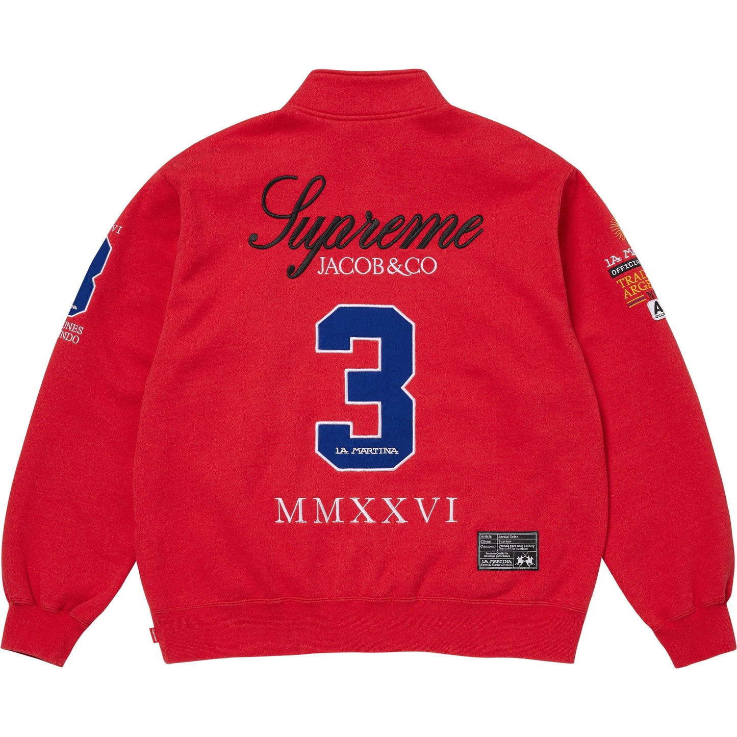 SUPREME LA MARTINA/JACOB & CO ZIP UP SWEATSHIRT-RED