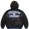 SUPREME MITCHELL & NESS® TEAMS HOODED SATIN VARSITY JACKET-BLACK