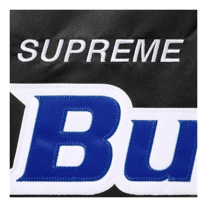 SUPREME MITCHELL & NESS® TEAMS HOODED SATIN VARSITY JACKET-BLACK