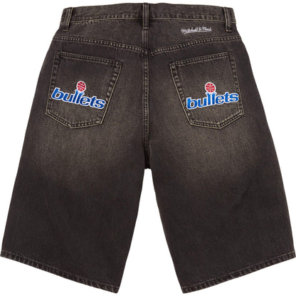 SUPREME MITCHELL & NESS® WASHINGTON BULLETS BAGGY DENIM SHORT-BLACK