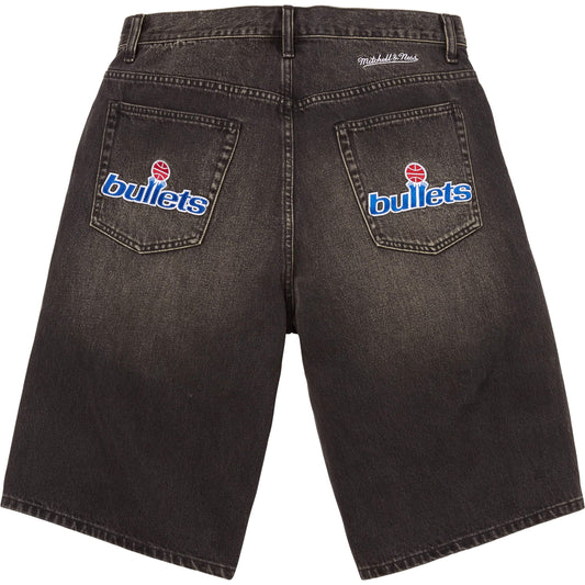 SUPREME MITCHELL & NESS® WASHINGTON BULLETS BAGGY DENIM SHORT-BLACK