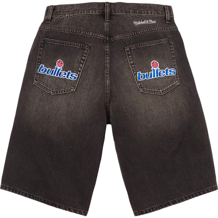SUPREME MITCHELL & NESS® WASHINGTON BULLETS BAGGY DENIM SHORT-BLACK