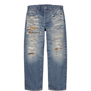 SUPREME MM6 MAISON MARGIELA DISTRESSED LOOSE FIT SELVEDGE JEAN-WASHED INDIGO