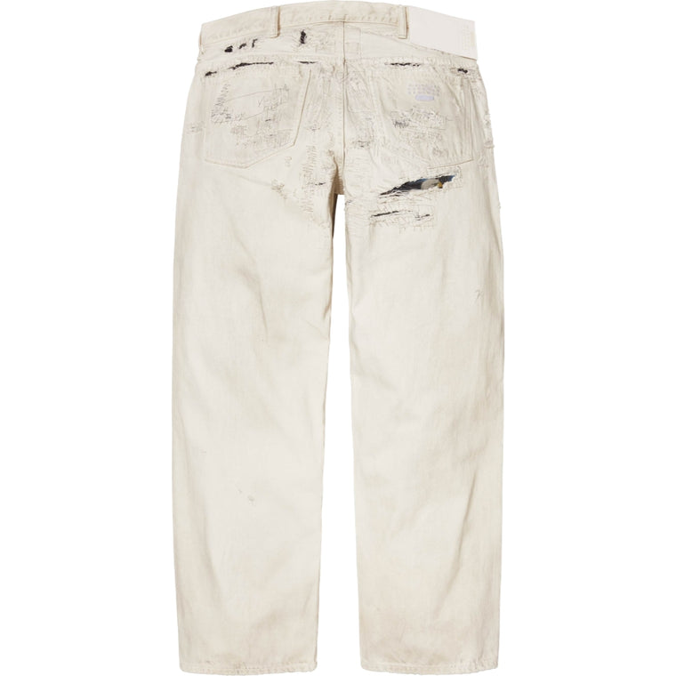 SUPREME MM6 MAISON MARGIELA DISTRESSED LOOSE FIT SELVEDGE JEAN-STONE