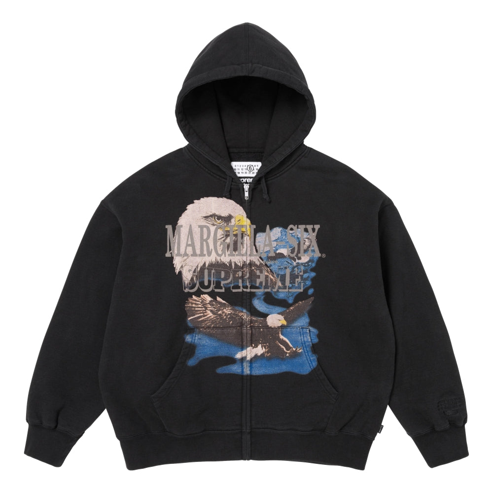 SUPREME MM6 MAISON MARGIELA EAGLE ZIP UP HOODED SWEATSHIRT-BLACK