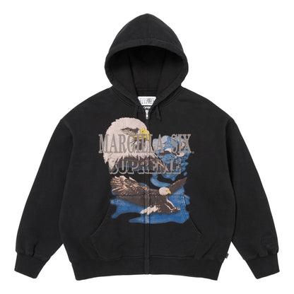SUPREME MM6 MAISON MARGIELA EAGLE ZIP UP HOODED SWEATSHIRT-BLACK