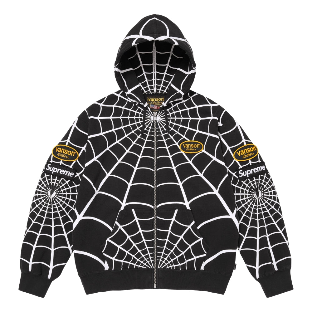 SUPREME VANSON LEATHERS® SPIDER-MAN ZIP UP HOODED SWEATSHIRT-BLACK
