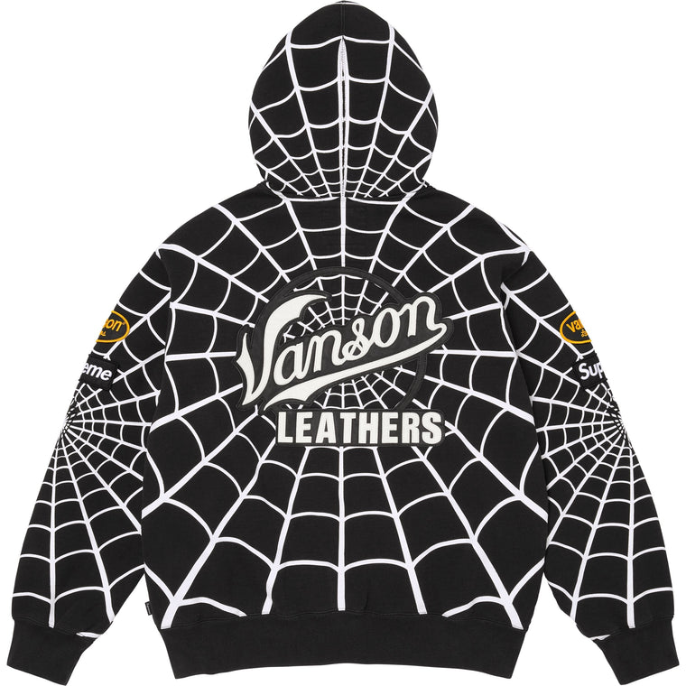 SUPREME VANSON LEATHERS® SPIDER-MAN ZIP UP HOODED SWEATSHIRT-BLACK
