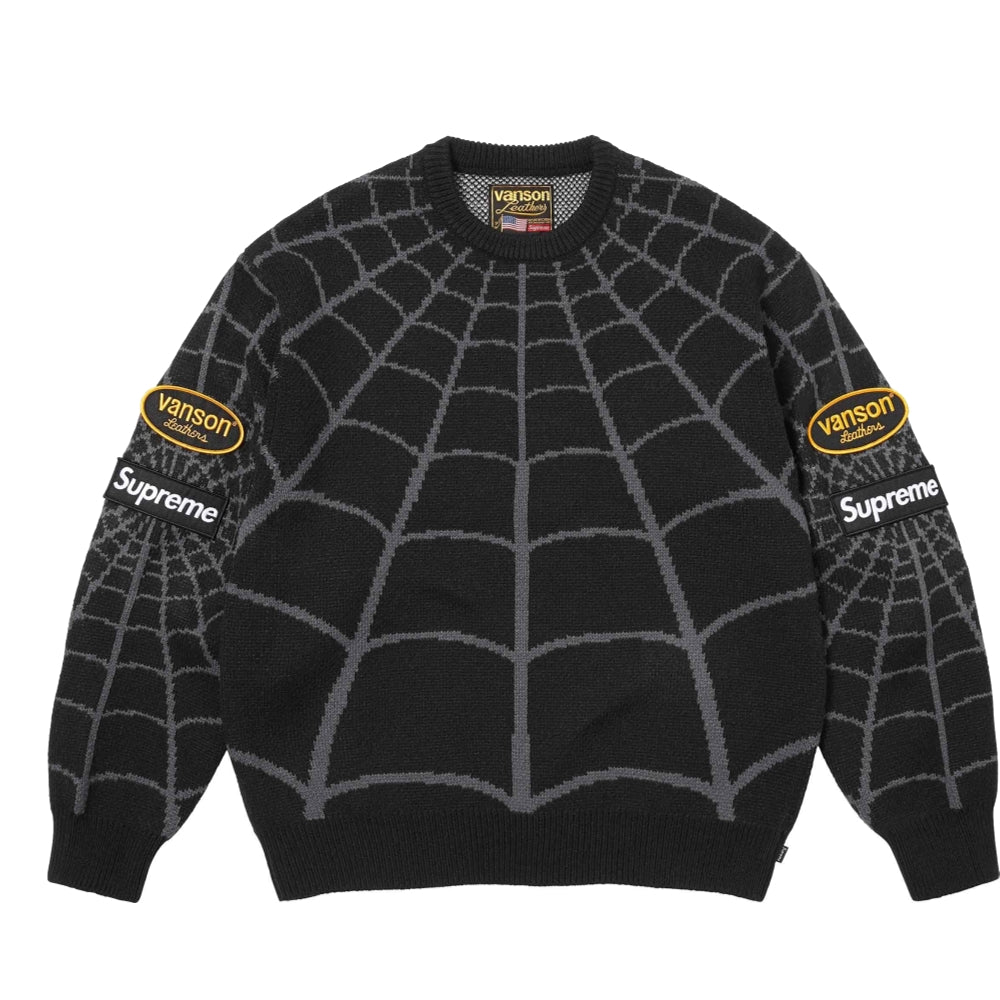 SUPREME VANSON LEATHERS® SPIDER-MAN SWEATER-BLACK