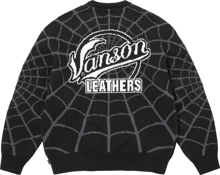 SUPREME VANSON LEATHERS® SPIDER-MAN SWEATER-BLACK