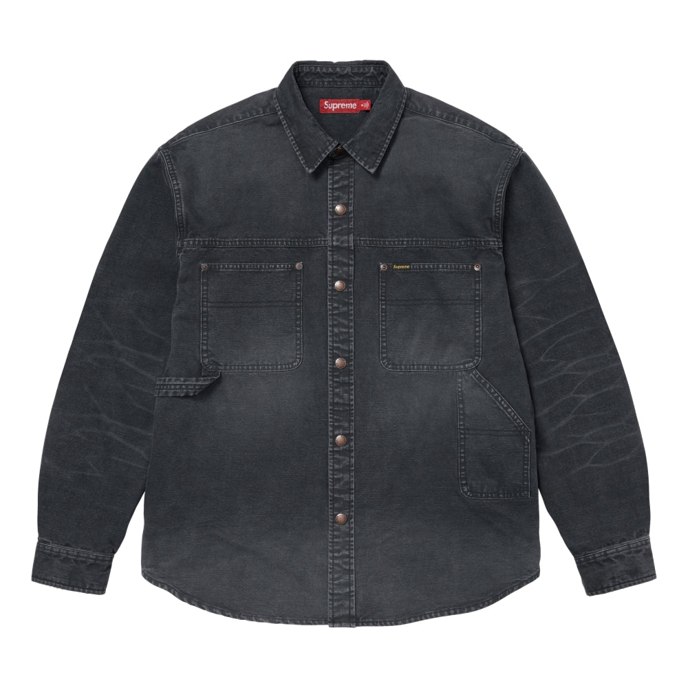 SUPREME WORN SNAP PAINTER SHIRT-BLACK