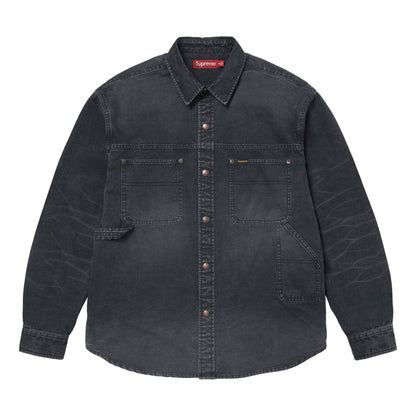 SUPREME WORN SNAP PAINTER SHIRT-BLACK