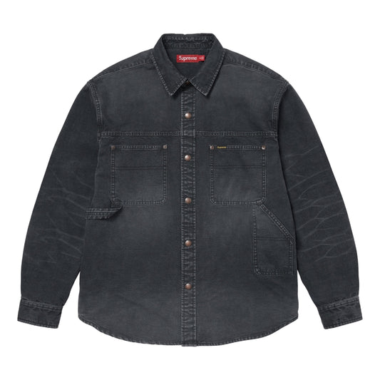 SUPREME WORN SNAP PAINTER SHIRT-BLACK