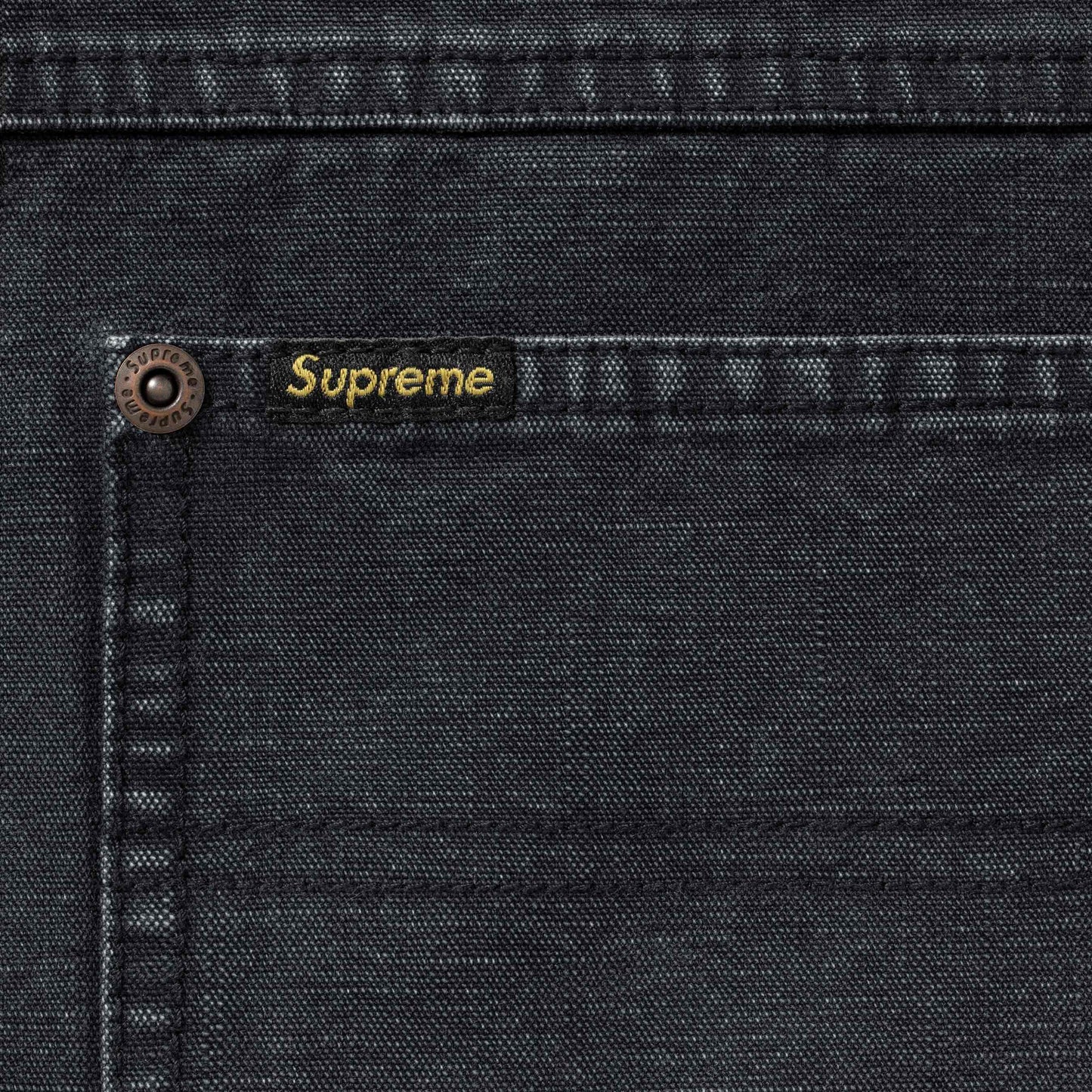 SUPREME WORN SNAP PAINTER SHIRT-BLACK