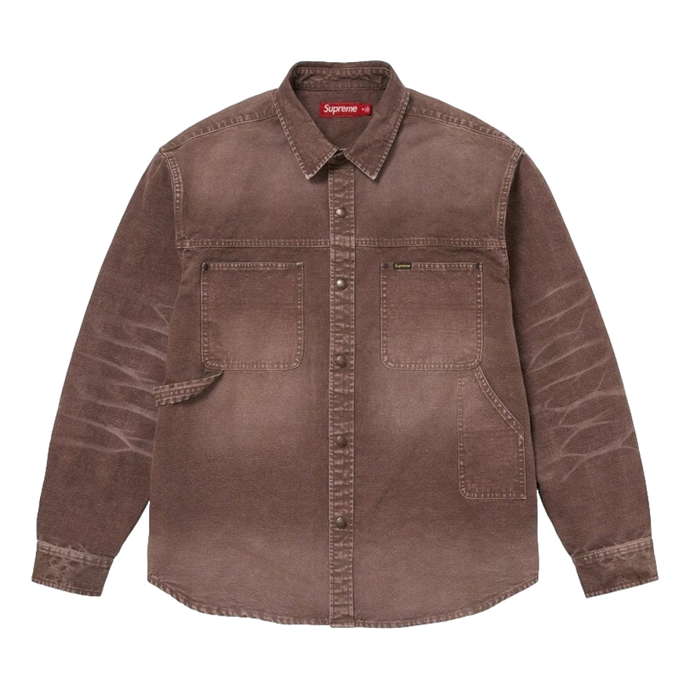 SUPREME WORN SNAP PAINTER SHIRT-BROWN