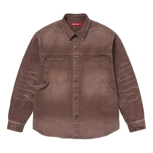 SUPREME WORN SNAP PAINTER SHIRT-BROWN