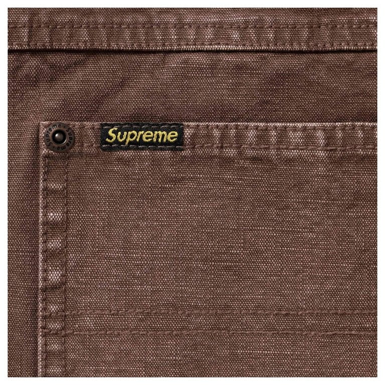 SUPREME WORN SNAP PAINTER SHIRT-BROWN