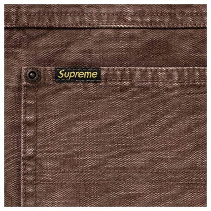 SUPREME WORN SNAP PAINTER SHIRT-BROWN