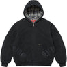 SUPREME LEATHER APPLIQUE HOODED WORK JACKET-BLACK