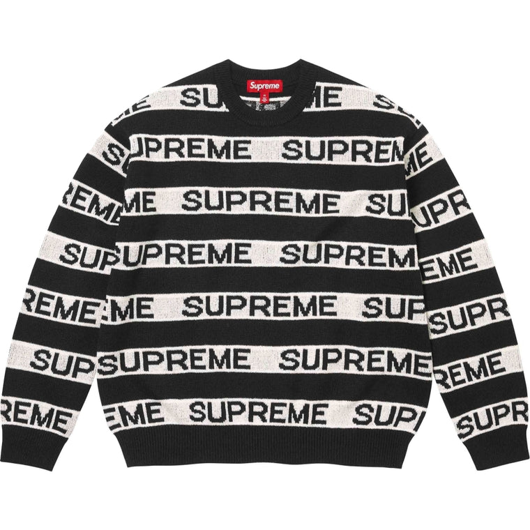 SUPREME STRIPE LOGO SWEATER-BLACK