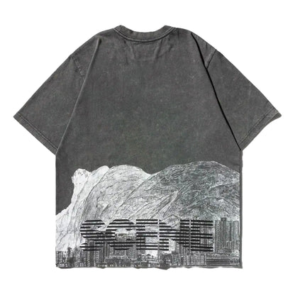 SCENE BY ICE FIRE x JERRYCHO_WASHED LION ROCK TEE-GREY