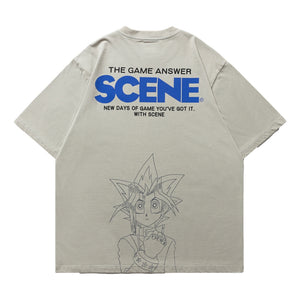 SCENE BY ICE FIRE X YU-GI—OH WASHED CLASSIC TEE-GREY