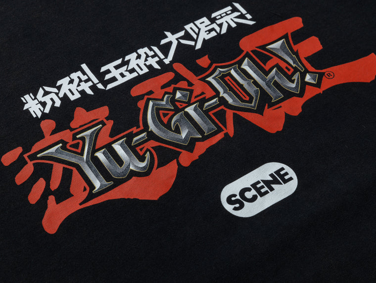 SCENE BY ICE FIRE X YU-GI—OH_BLUE-EYE WHITE DRAGON WASHED TEE-BLACK