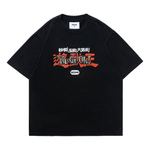 SCENE BY ICE FIRE X YU-GI—OH_BLUE-EYE WHITE DRAGON WASHED TEE-BLACK
