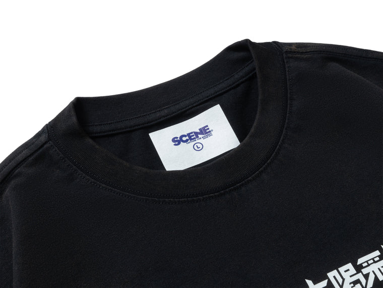SCENE BY ICE FIRE X YU-GI—OH_BLUE-EYE WHITE DRAGON WASHED TEE-BLACK