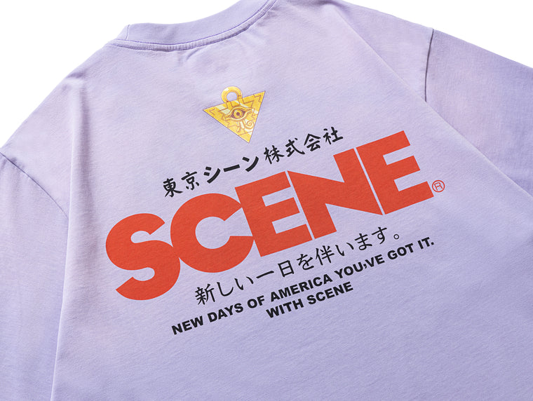 SCENE BY ICE FIRE X YU-GI—OH_MUTO YUHI WASHED TEE-PURPLE